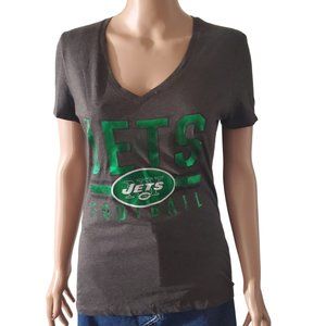NWT Women's NFL Team Apparel NY Jets Metallic Foil V-Neck T-Shirt Size Medium